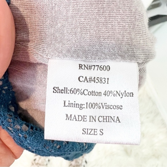 CHASER BLUE EYELET LACE WIDE LEG TIE WAIST COVER  UP PANTS WOMENS SZ SMALL - Picture 5 of 9